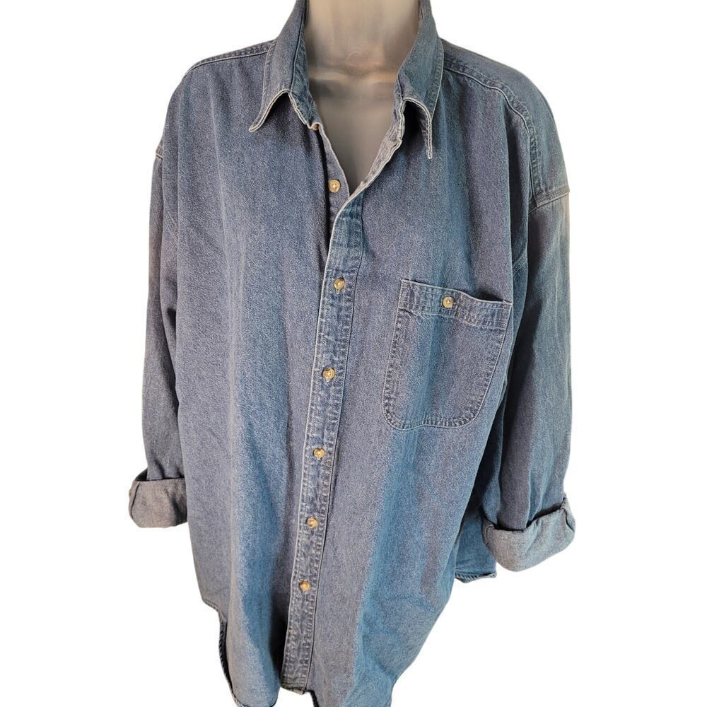 Preswick & Moore Denim Shirt Long Sleeve Sz XL - Picture 4 of 6
